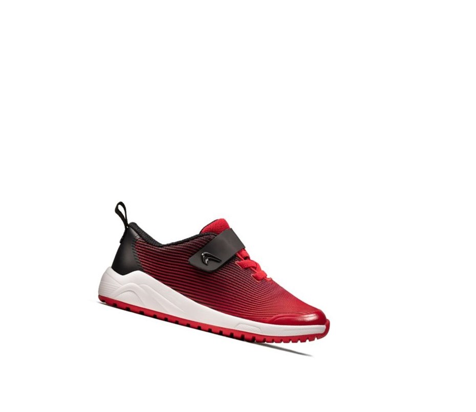 Garcon Baskets Clarks Aeon Pace Cuir Rouge - france JND-51433726