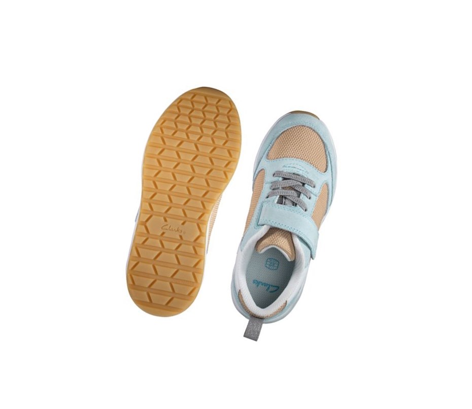 Garcon Baskets Clarks Aeon Flex Textile Bleu Clair - france JNR-96055230