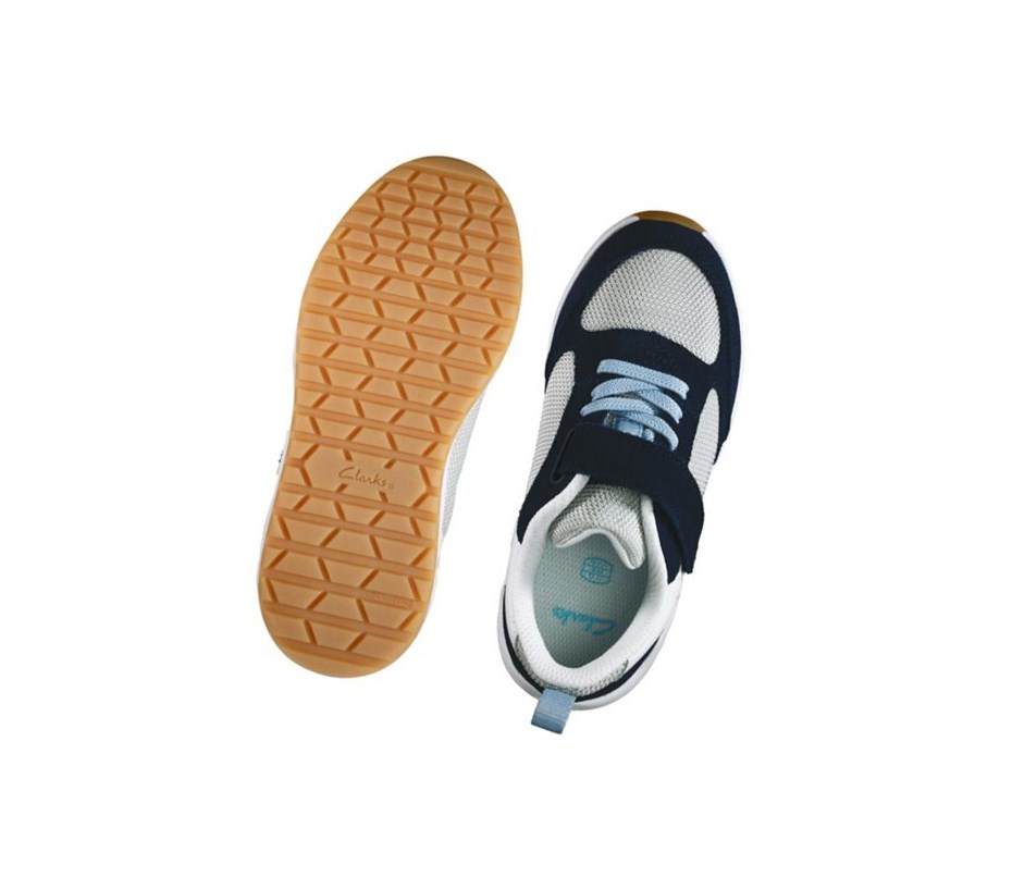 Garcon Baskets Clarks Aeon Flex Textile Bleu Marine - france CXQ-73209997