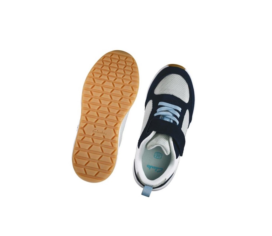 Garcon Baskets Clarks Aeon Flex Textile Bleu Marine - france SCS-86786413