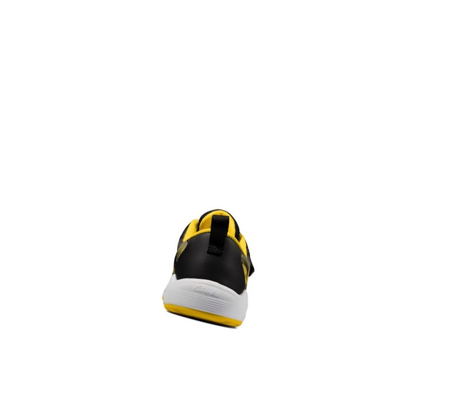 Garcon Baskets Clarks Aeon Pace Cuir Noir Jaune - france RSQ-17203408