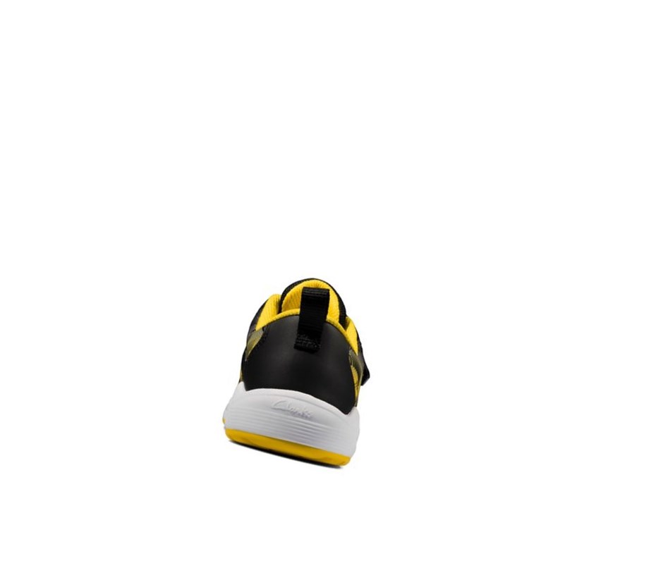 Garcon Baskets Clarks Aeon Pace Cuir Noir Jaune - france GWD-63505700