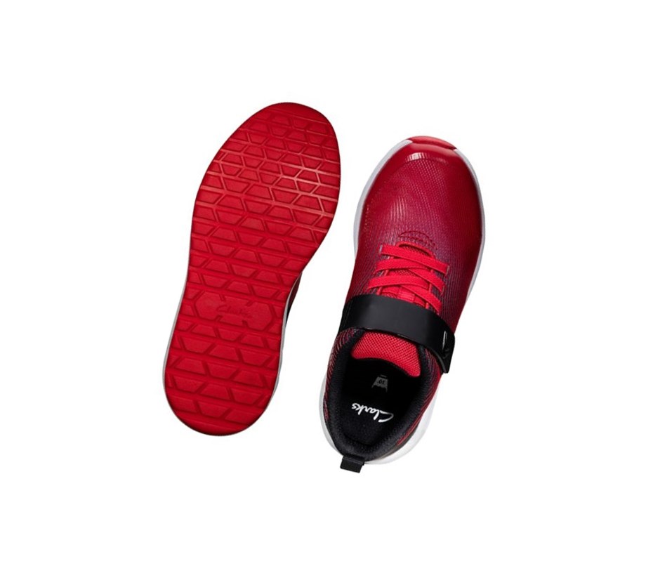 Garcon Baskets Clarks Aeon Pace Cuir Rouge - france MGF-45363414