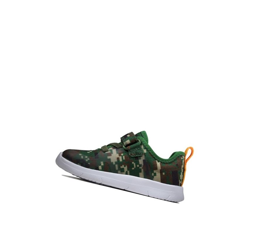 Garcon Baskets Clarks Ath Flux Textile Vert Olive Camouflage - france DKD-77714607