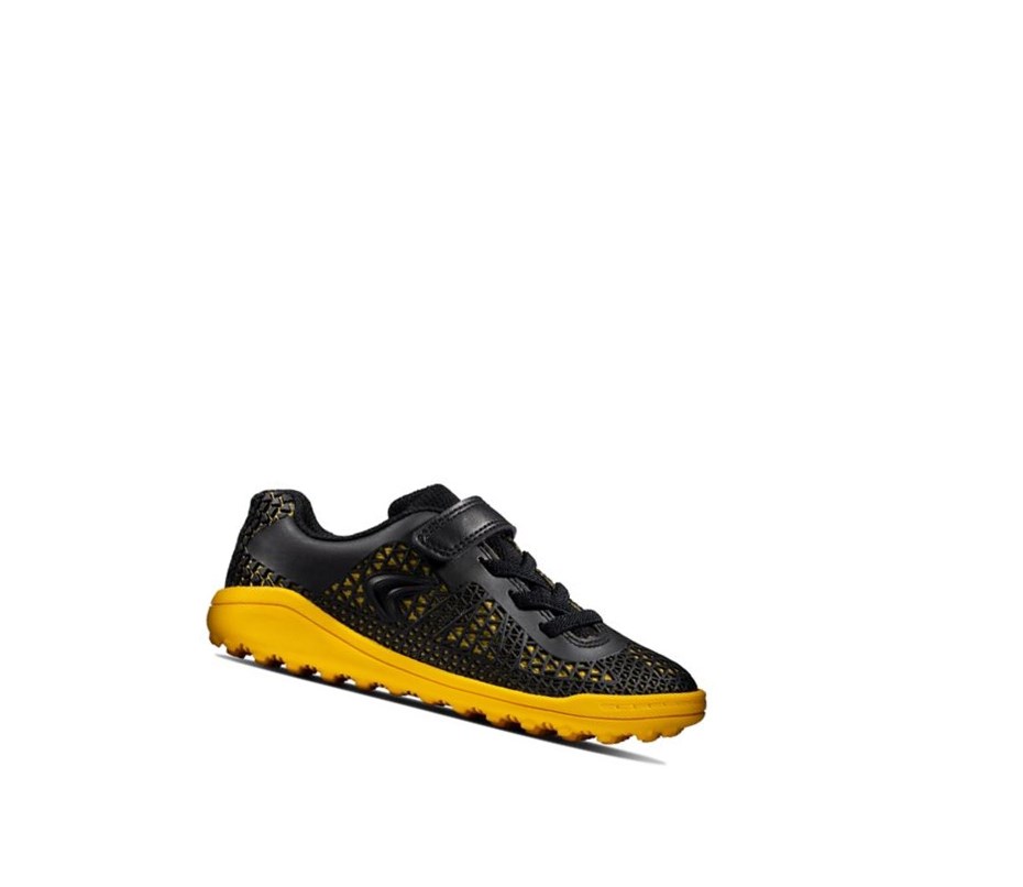 Garcon Baskets Clarks Award Swift Noir Jaune - france ZVC-55242324