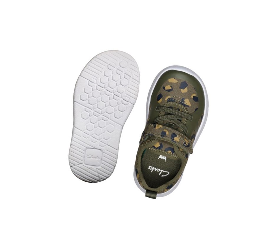 Garcon Baskets Clarks Ath Flux Textile Vert Olive Camouflage - france LGX-99138256