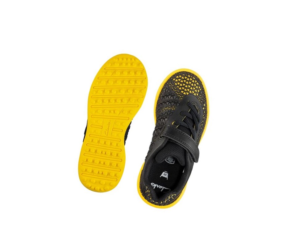 Garcon Baskets Clarks Award Swift Noir Jaune - france ZVC-55242324