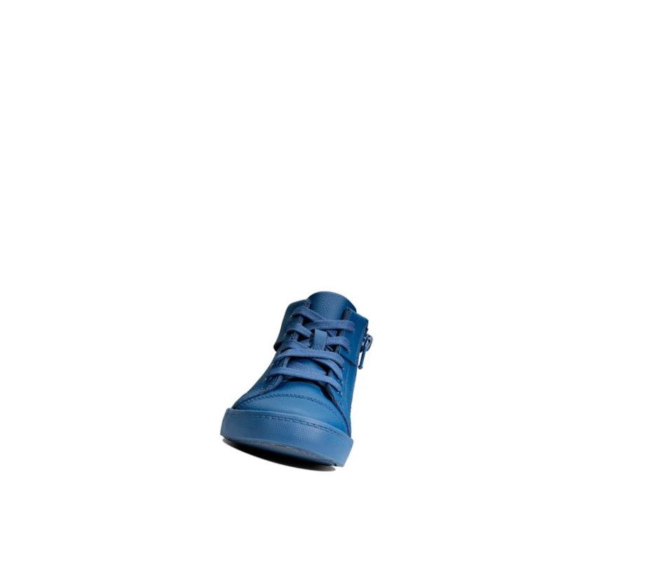 Garcon Baskets Clarks City Oasis Cuir Bleu Foncé - france XTJ-90642269