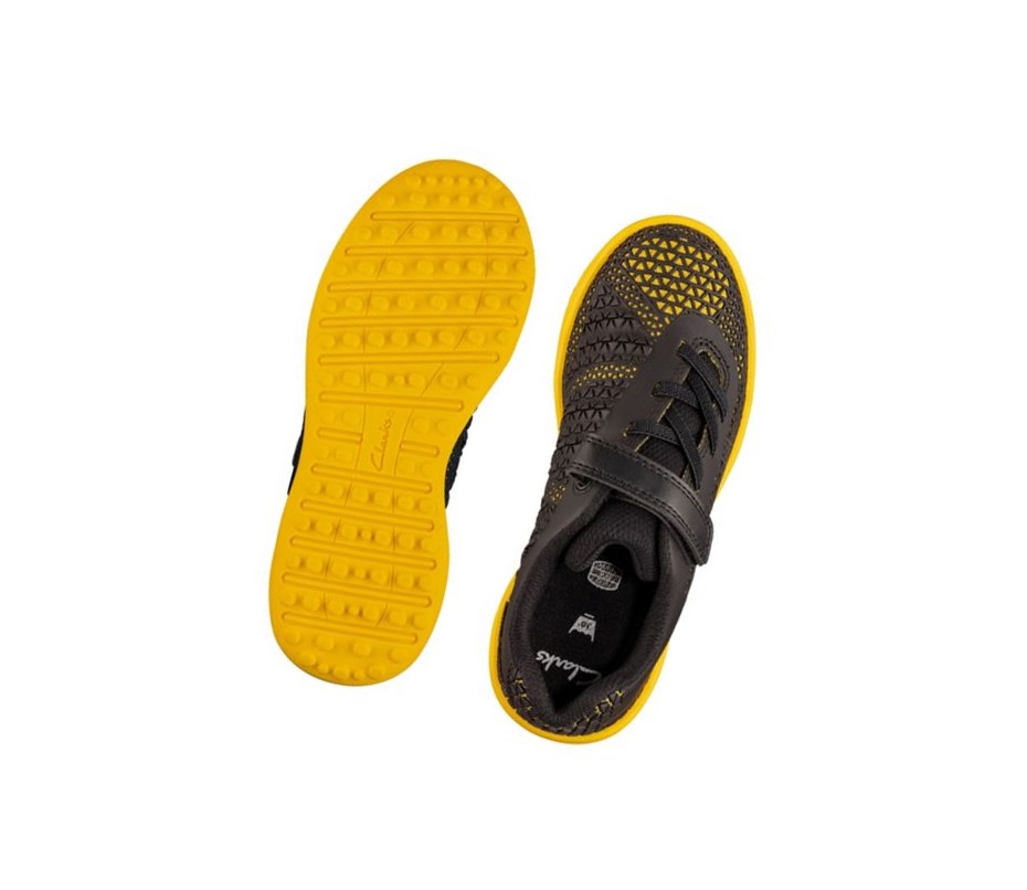 Garcon Baskets Clarks Award Swift Noir Jaune - france NGR-23378619