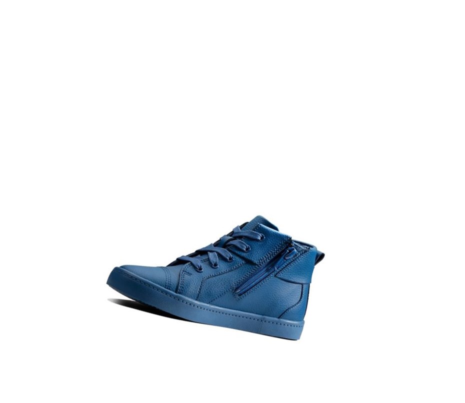 Garcon Baskets Clarks City Oasis Cuir Bleu Foncé - france XTJ-90642269