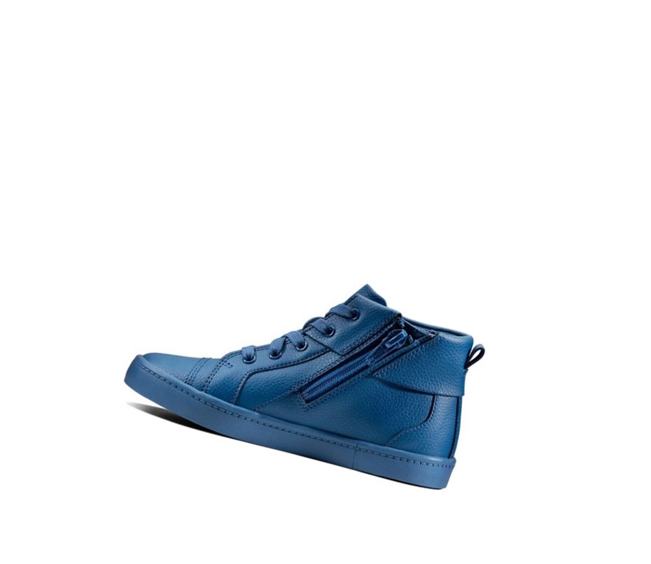 Garcon Baskets Clarks City Oasis Cuir Bleu Foncé - france XTJ-90642269