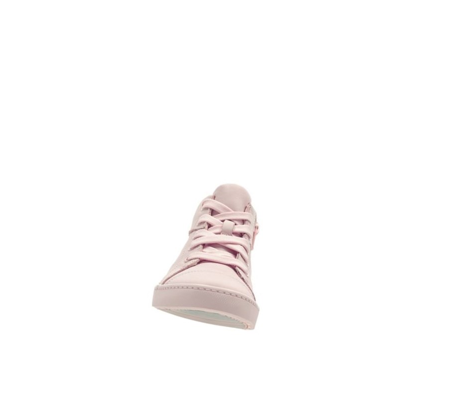 Garcon Baskets Clarks City Oasis Cuir Rose Clair - france RXN-47651451