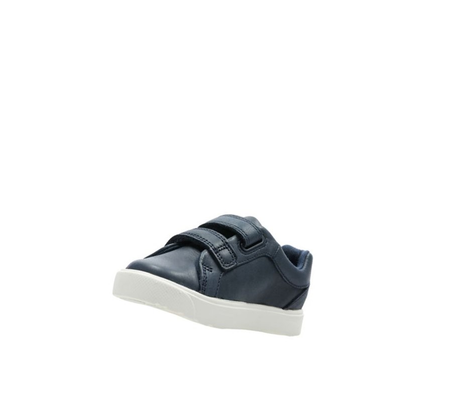 Garcon Baskets Clarks City Oasis Lo Cuir Bleu Marine - france FZN-07315238
