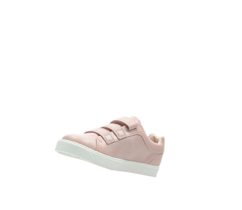 Garcon Baskets Clarks City Oasis Lo Cuir Rose - france BZA-02094163