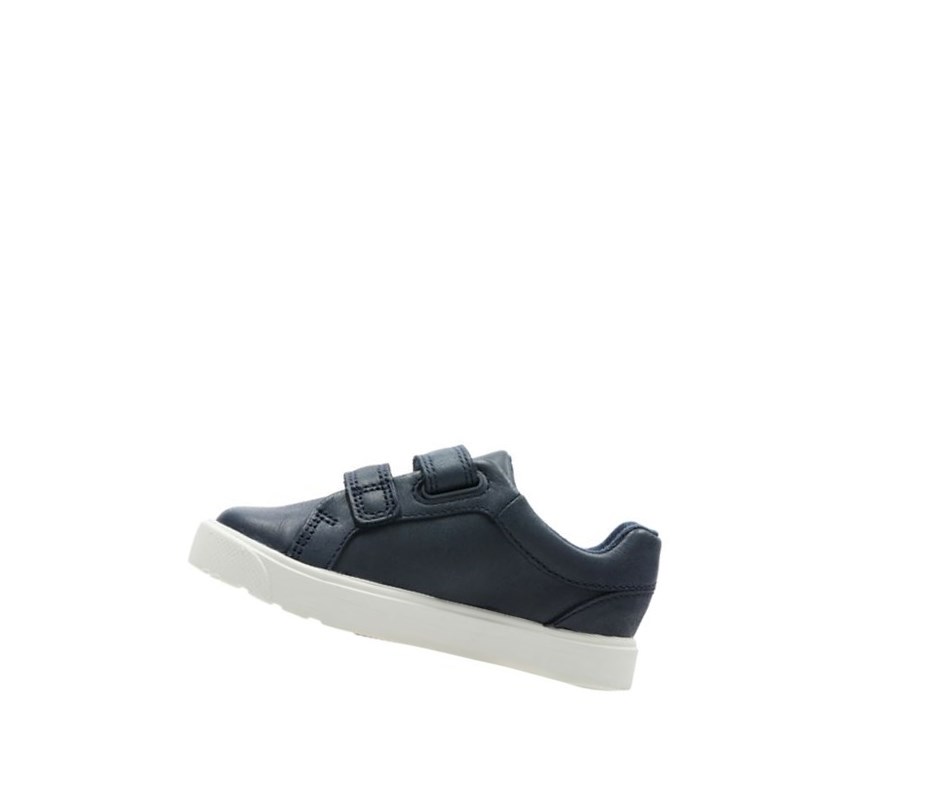 Garcon Baskets Clarks City Oasis Lo Cuir Bleu Marine - france FZN-07315238