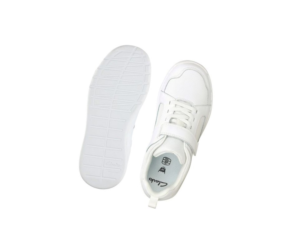 Garcon Baskets Clarks Orbit Ride Cuir Blanche - france OTA-30369958