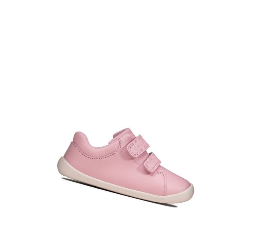 Garcon Chaussures de Marche Clarks Roamer Craft Cuir Rose - france UUH-07929102