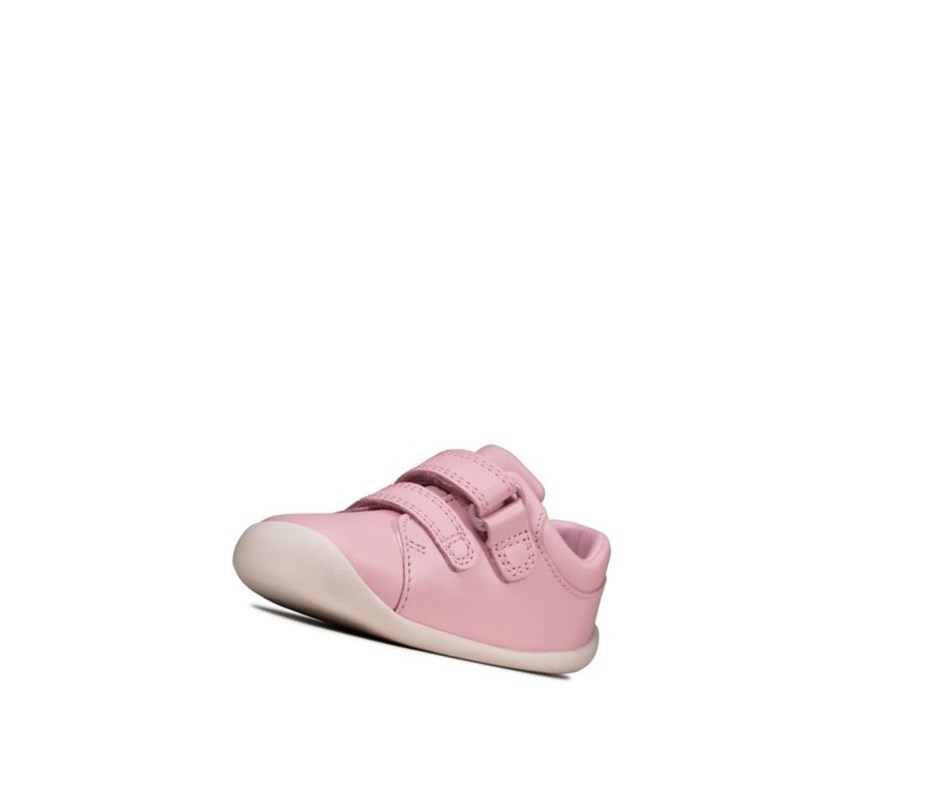 Garcon Chaussures de Marche Clarks Roamer Craft Cuir Rose - france UUH-07929102