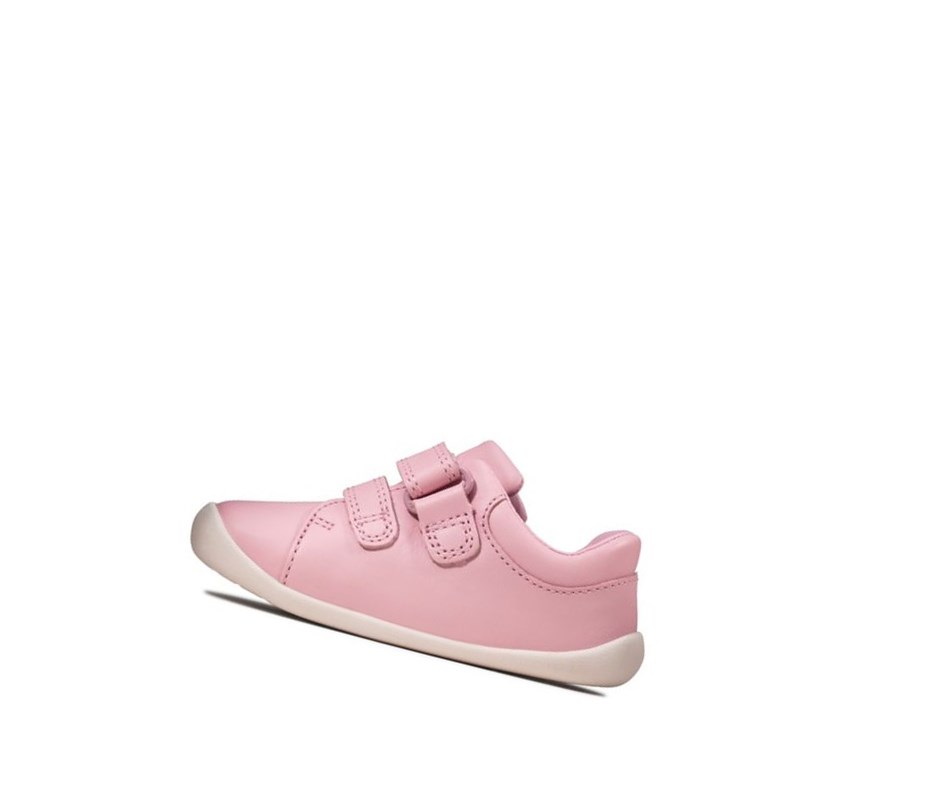 Garcon Chaussures de Marche Clarks Roamer Craft Cuir Rose - france UUH-07929102