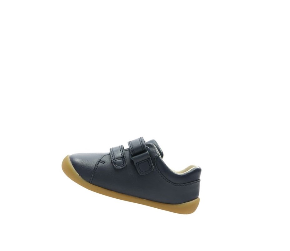 Garcon Chaussures de Marche Clarks Roamer Craft Cuir Bleu Marine - france WEY-66855852