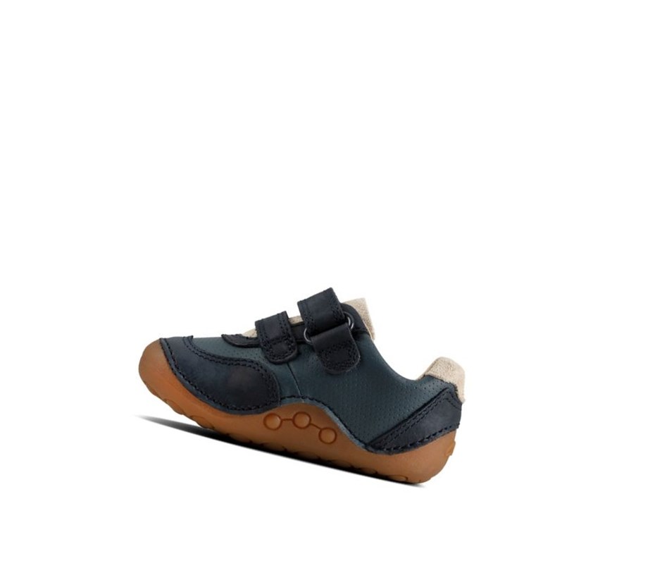 Garcon Chaussures de Marche Clarks Tiny Dusk Daim Bleu - france IAJ-69726332