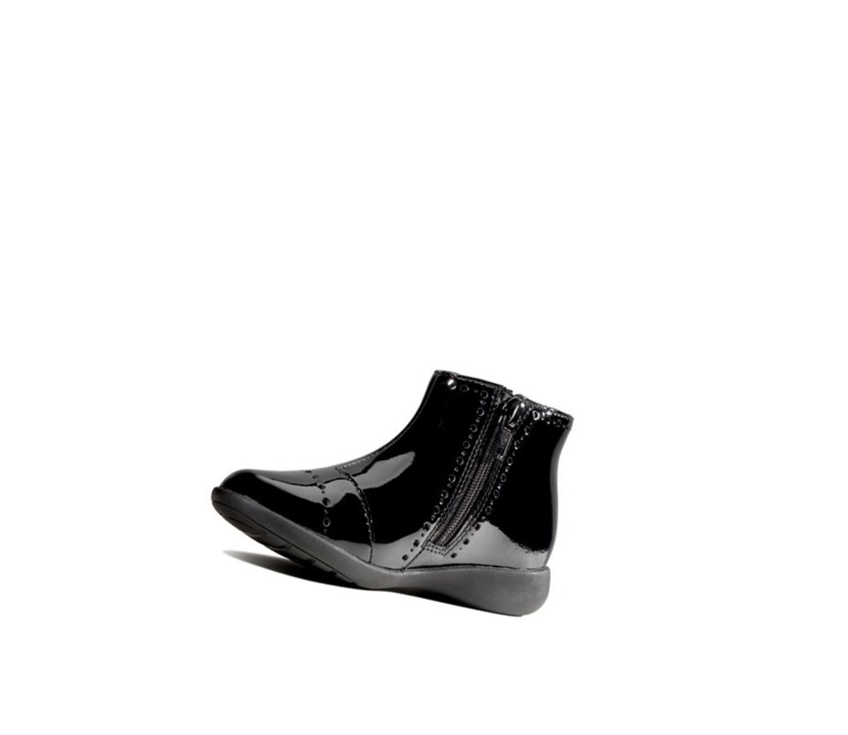 Fille Bottines Clarks Etch Form Vernis Noir - france THT-40516030