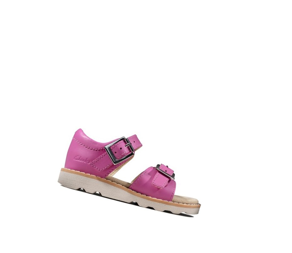 Fille Sandales Casual Clarks Crown Bloom Cuir Rose - france ZZZ-95087521