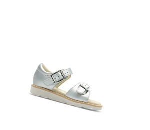 Fille Sandales Casual Clarks Crown Bloom Cuir Argent - france FIA-71812786