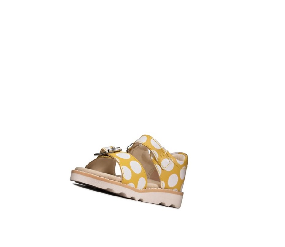 Fille Sandales Casual Clarks Crown Bloom Daim Jaune - france GXE-44252085