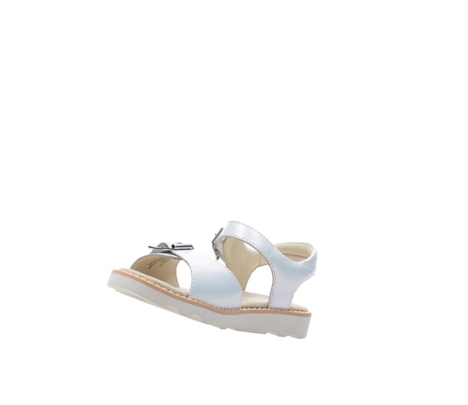 Fille Sandales Casual Clarks Crown Bloom Cuir Blanche - france MSY-35357980