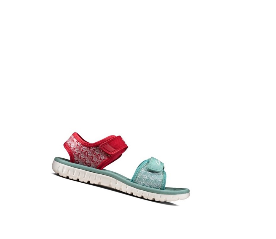 Fille Sandales Casual Clarks Surfing Sea Rouge - france RBJ-03485359