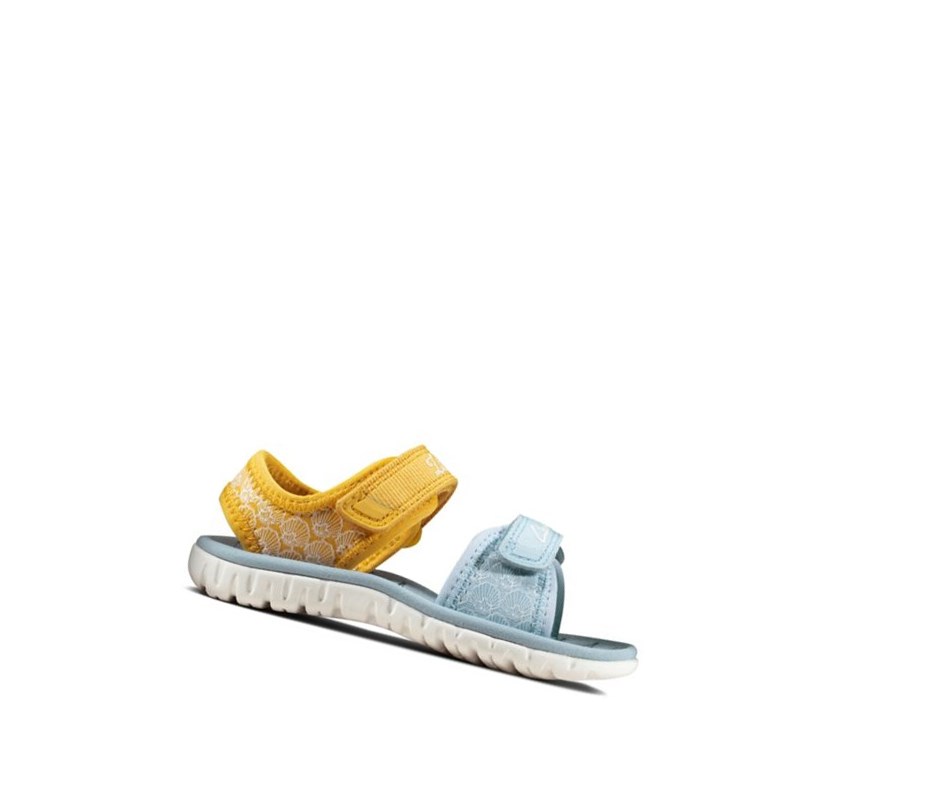 Fille Sandales Casual Clarks Surfing Sea Jaune - france OKV-02820645