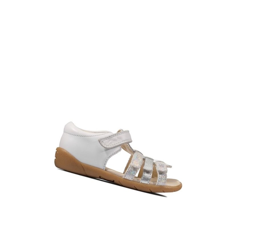 Fille Sandales Casual Clarks Zora Spark Cuir Blanche - france DVP-87371408