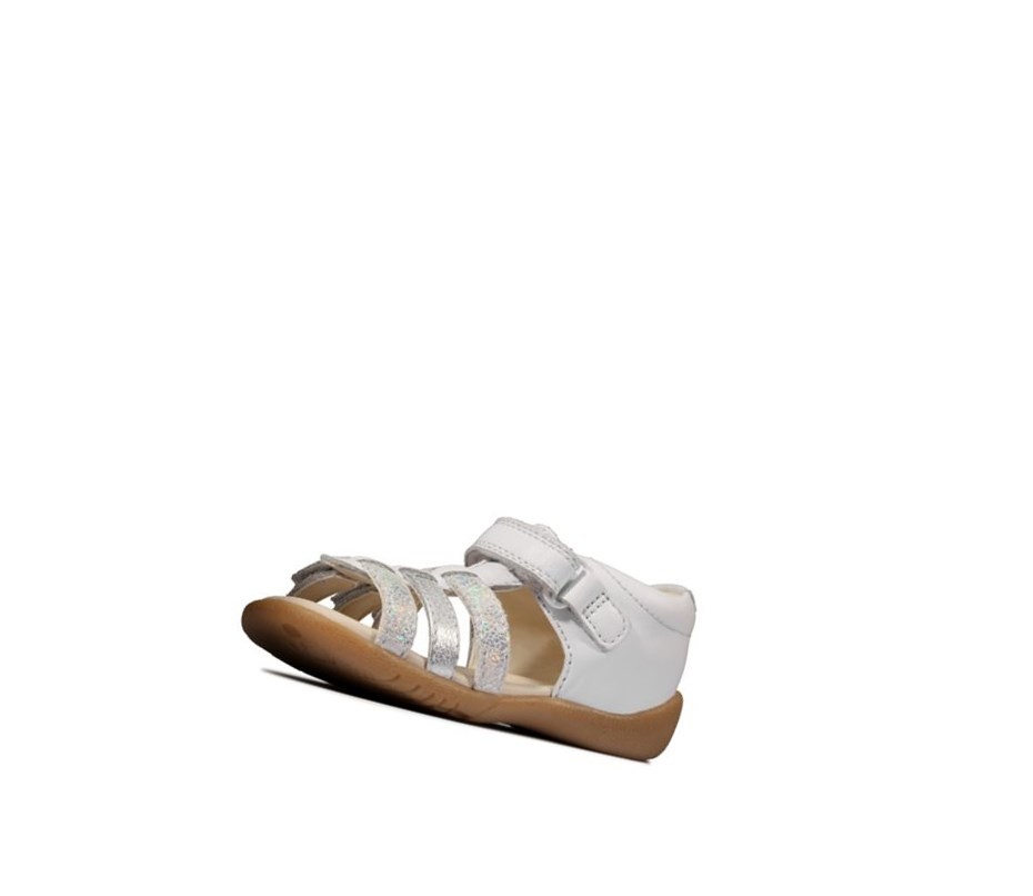 Fille Sandales Casual Clarks Zora Spark Cuir Blanche - france DVP-87371408