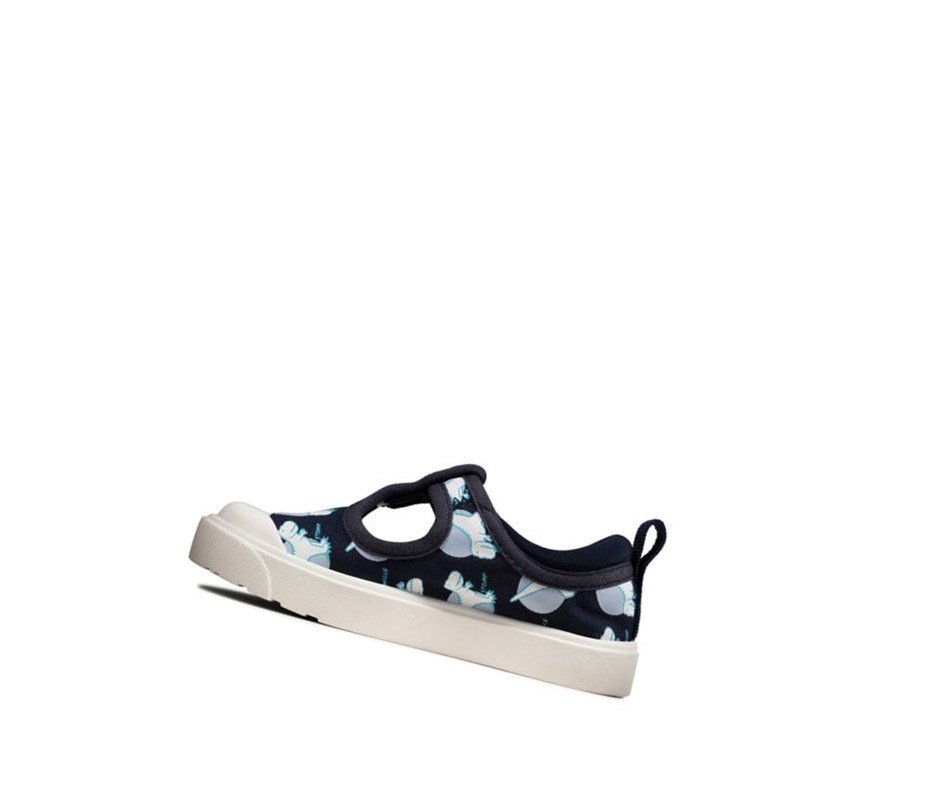 Fille Chaussures Casual Clarks City Dance T-bar Bleu Marine - france VAE-24289823