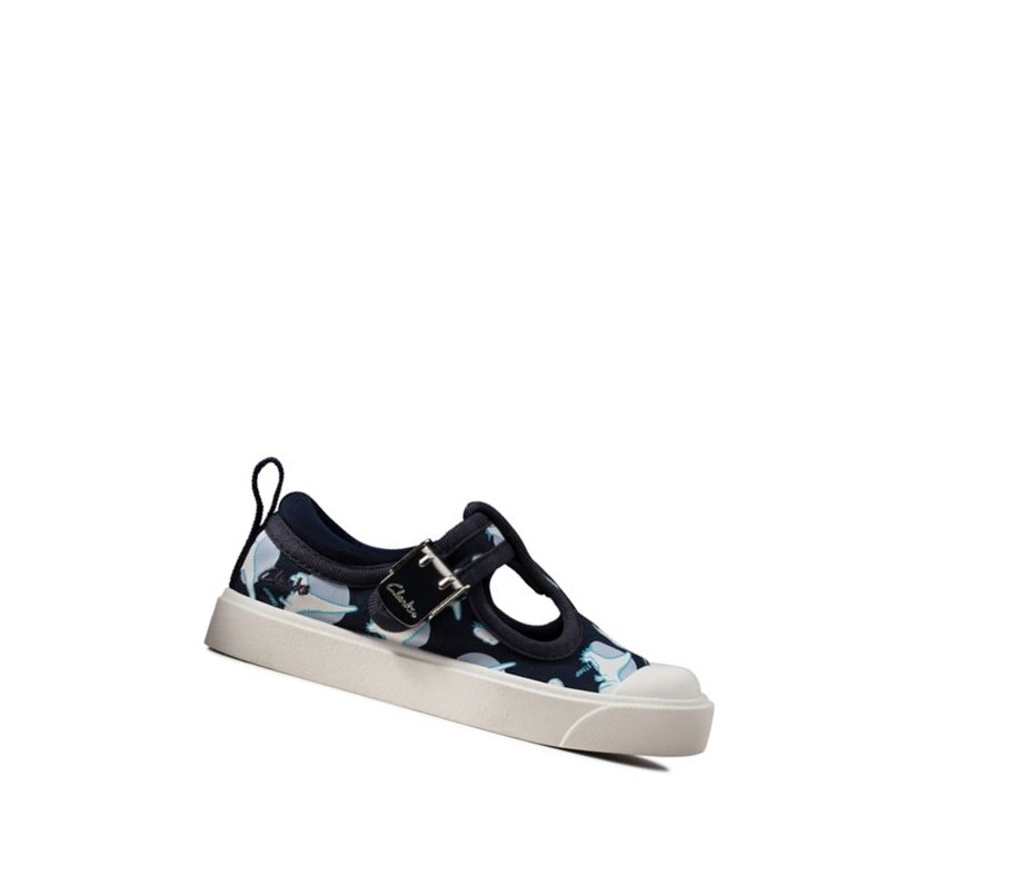 Fille Chaussures Casual Clarks City Dance T-bar Bleu Marine - france TLC-51288468