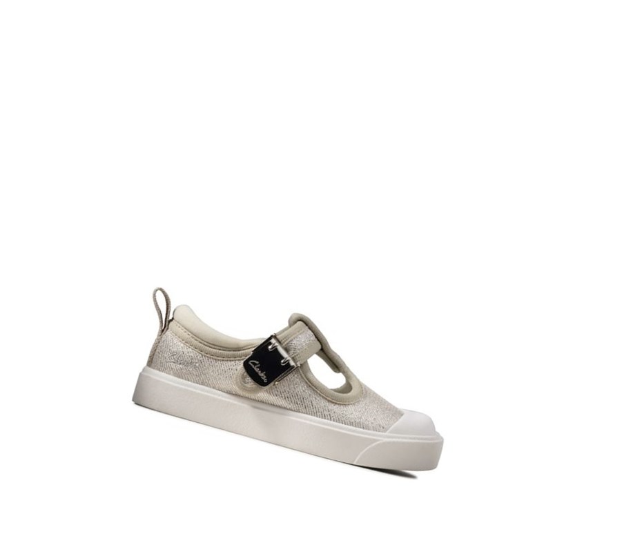 Fille Chaussures Casual Clarks City Dance T-bar Argent - france FEB-08025365