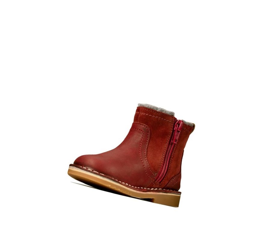 Fille Bottes Cuir Clarks Comet Frost Cuir Rouge Foncé - france XJU-99605896