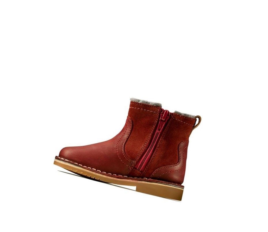 Fille Bottes Cuir Clarks Comet Frost Cuir Rouge Foncé - france XJU-99605896