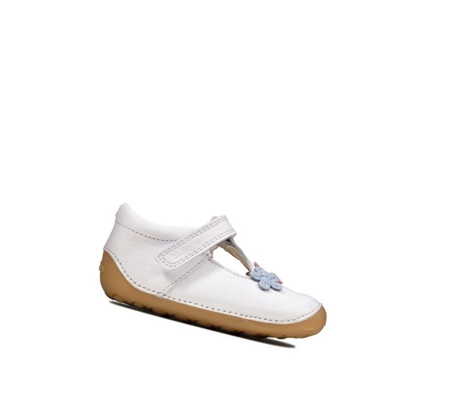 Fille Chaussures Cuir Clarks Tiny Sun Cuir Blanche - france WMD-68806497