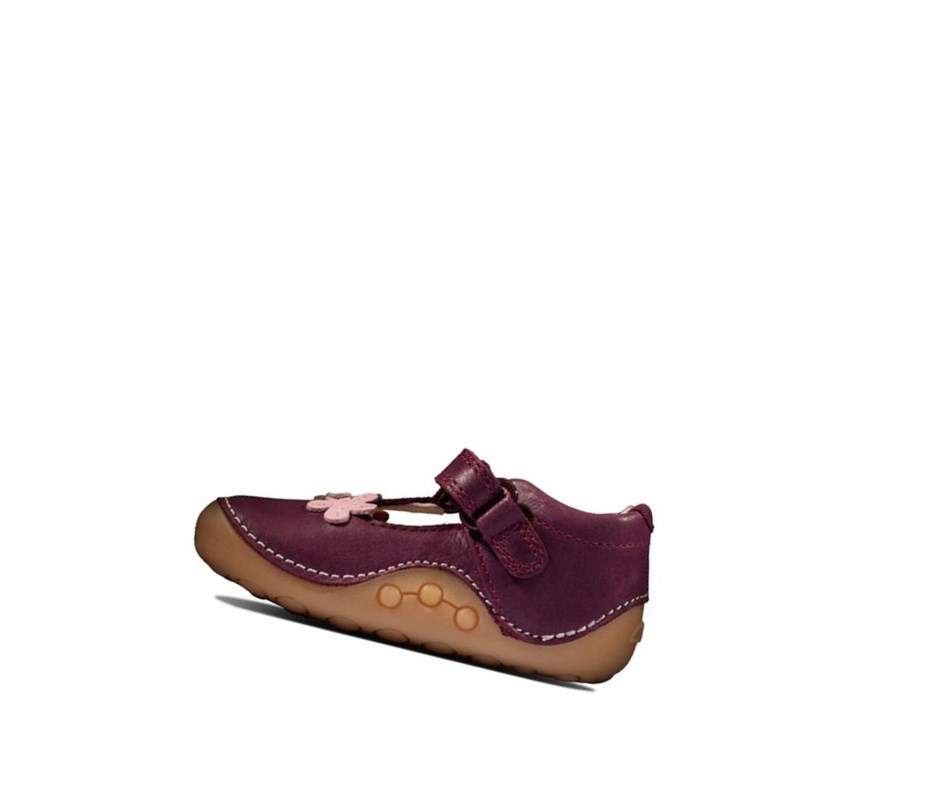 Fille Chaussures Cuir Clarks Tiny Sun Cuir Bordeaux - france HUT-59139164