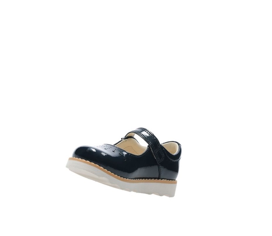 Fille Chaussures Mary Jane Clarks Crown Jump Vernis Cuir Bleu Marine - france FEL-60526895