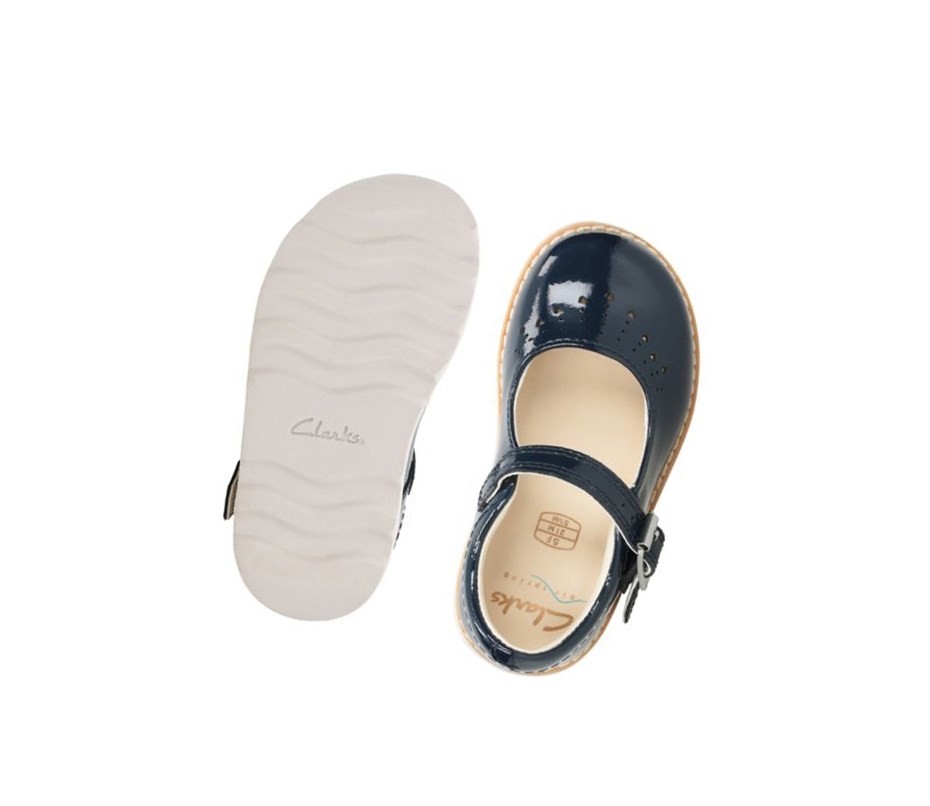 Fille Chaussures Mary Jane Clarks Crown Jump Vernis Cuir Bleu Marine - france FEL-60526895