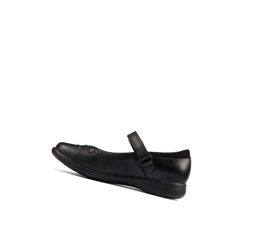 Fille Chaussures D'école Clarks Etch Bright Cuir Noir - france DFR-64650987