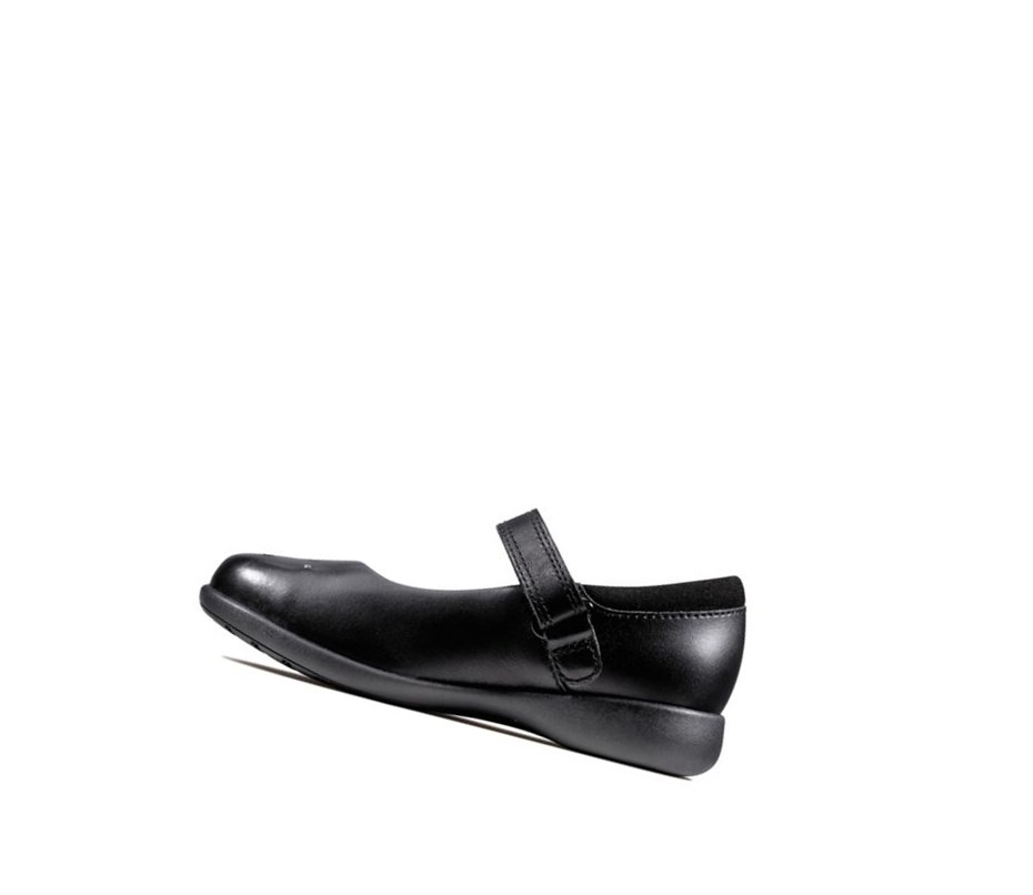 Fille Chaussures D'école Clarks Etch Spark Cuir Noir - france IKL-35175912