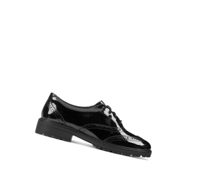 Fille Chaussures D'école Clarks Loxham Vernis Cuir Noir - france WQS-80646334