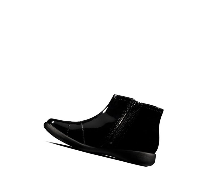 Fille Chaussures D'école Clarks Etch Form Vernis Noir - france BEF-88707522