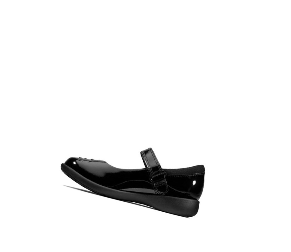 Fille Chaussures D'école Clarks Etch Spark Vernis Cuir Noir - france IZD-00111093