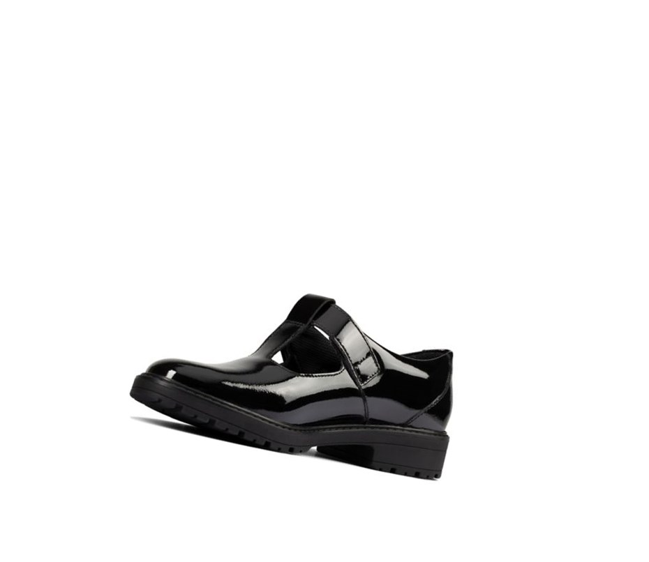 Fille Chaussures D'école Clarks Loxham Shine Vernis Cuir Noir - france NYU-26675804