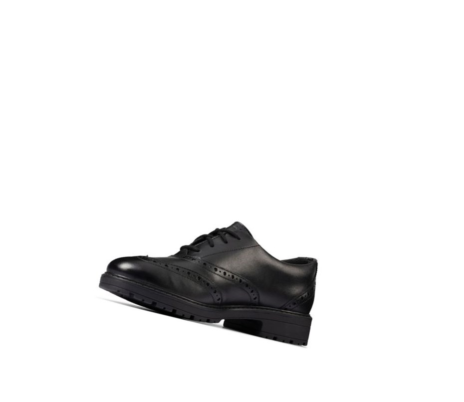 Fille Chaussures D'école Clarks Loxham Cuir Noir - france BAD-55790354